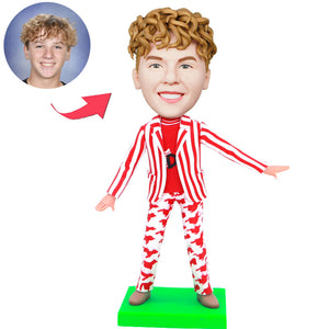 Custom Handsome Bobbleheads In Fashion Red Suit
