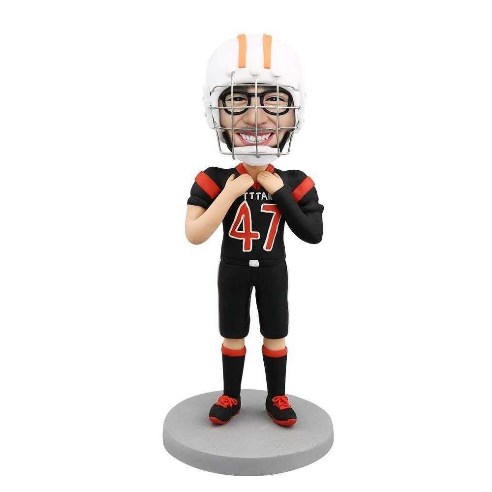bobblehead football helmet Male American Football Player With Helmet Custom Figure Bobblehead