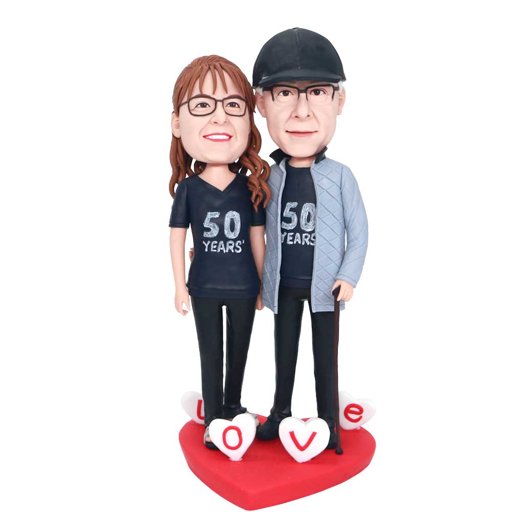 50 Years Anniversary Custom Couple Bobbleheads