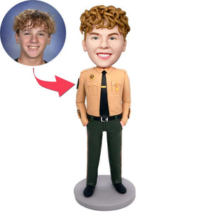 Cool Male Police Hands In Pockets Custom Figure Bobbleheads