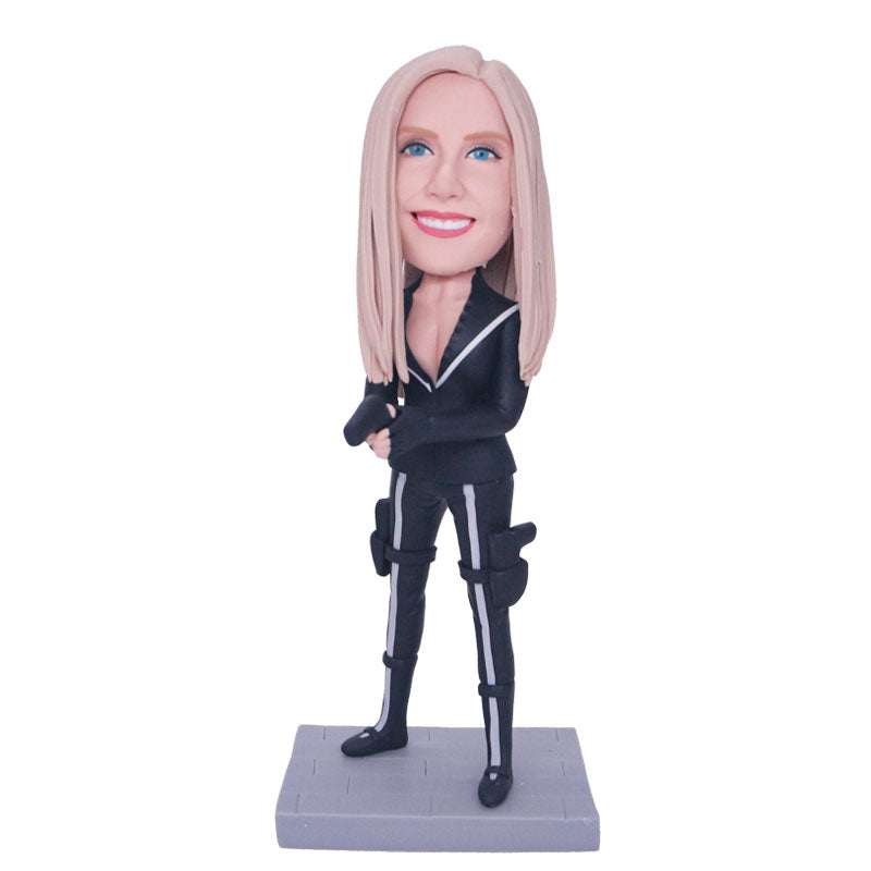 Custom Black Widow Bobblehead With A Gun