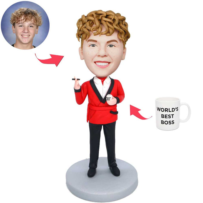 Custom Male Boss Bobblehead With World's Best Boss Mug
