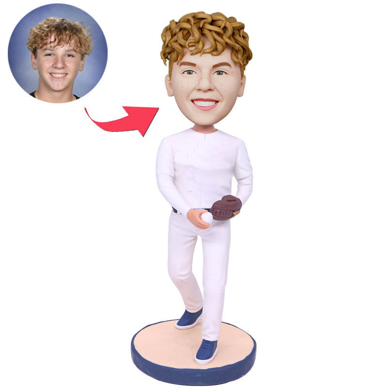 Custom Cool Male Baseball Player Bobblehead In Jersey