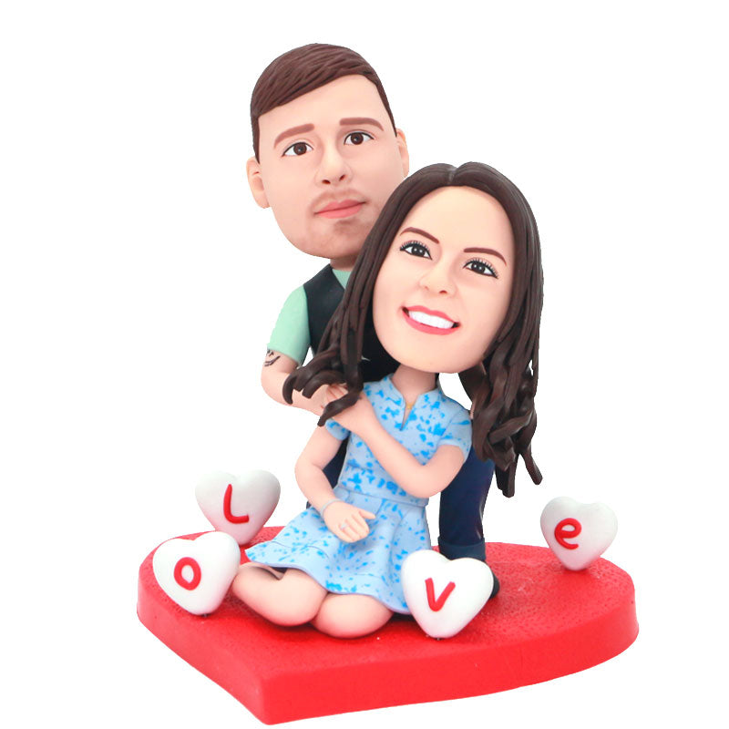 Custom Couple Bobbleheads Boyfriend Hugs Girlfriend