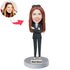 Custom Female Best Boss Bobblehead In Black Suit