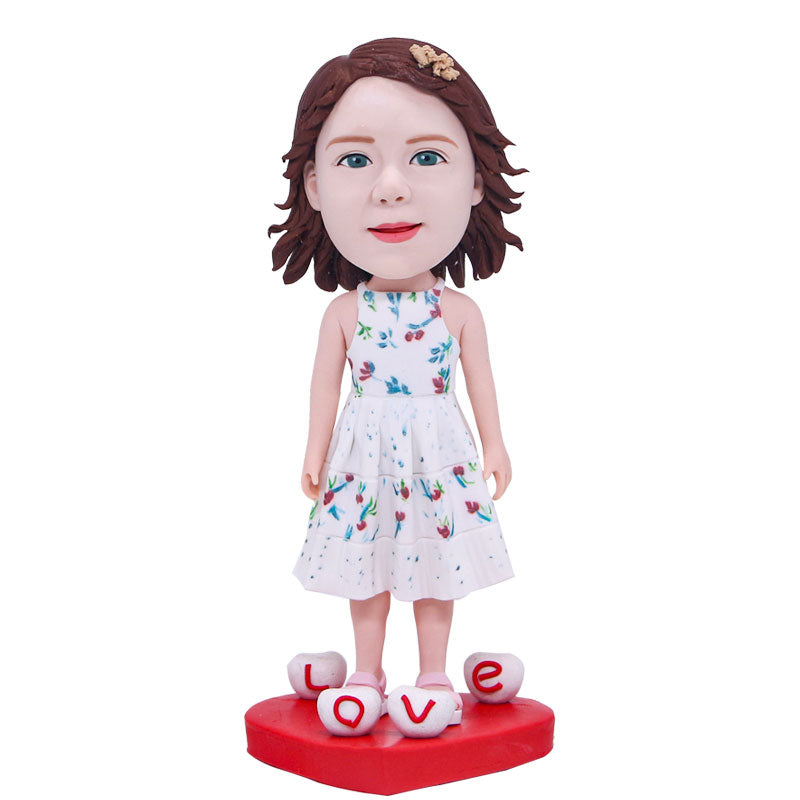 Custom Girl Bobblehead In A White Dress