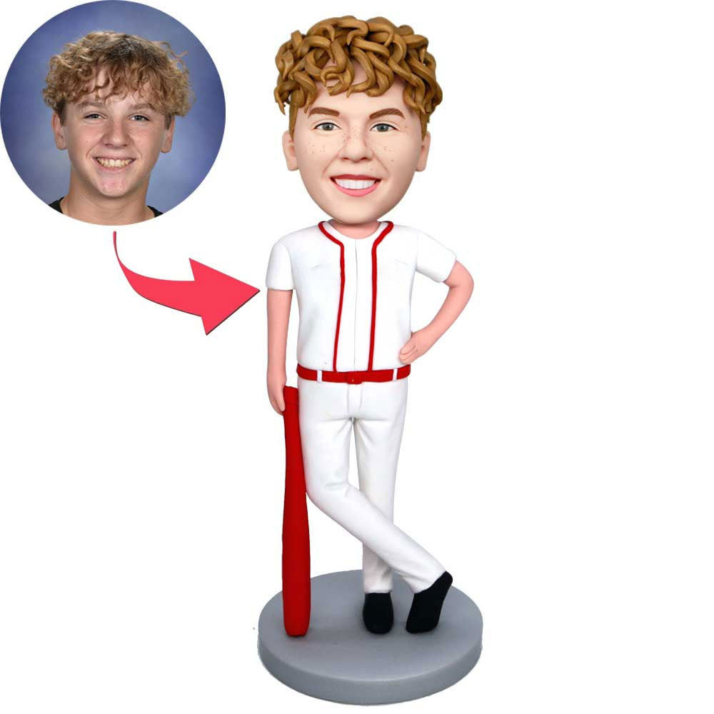 Custom Male Baseball Player Bobblehead In Professional Sportswear