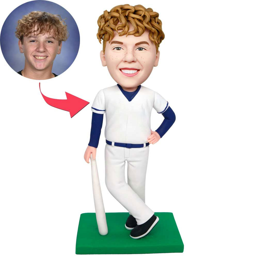 Custom Male Baseball Player Bobblehead in Jersey