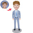 Custom Male Business Bobblehead In A Light Blue Suit