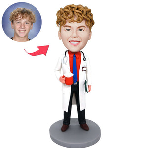 Custom Male Doctor Bobblehead Holding A Cup Of Beer