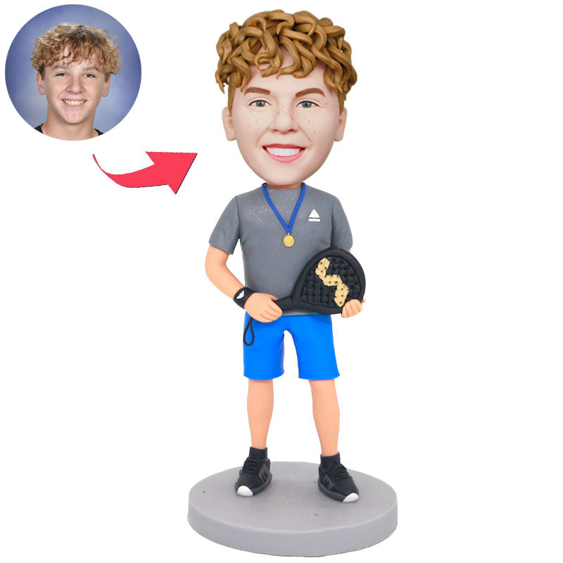 Custom Male Pickleball Champion Bobblehead