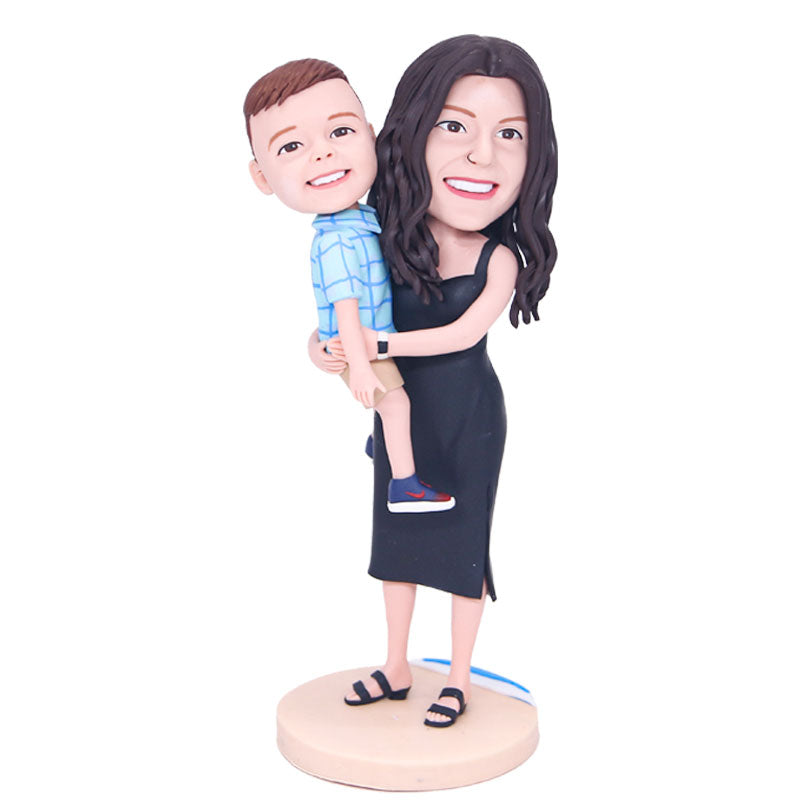 Custom Mother Holding Child Family Bobblehead
