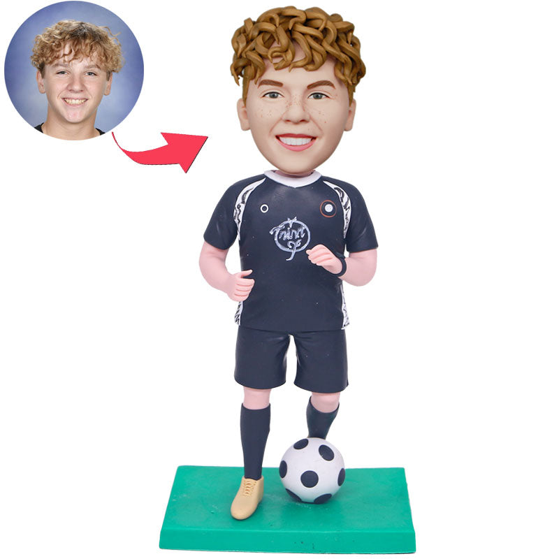 Custom Male Soccer Bobblehead with Football