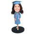 Female Graduates In Blue Gown Custom Graduation Bobbleheads