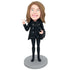 Female In Black Coat With A Bag Custom Figure Bobbleheads