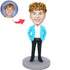 Male Office staff In Turquoise Blazer And Hands Insert Pocket Custom Figure  Bobblehead