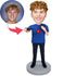 Male In Blue T-shirt Holding A Mobile Phone Custom Figure Bobbleheads