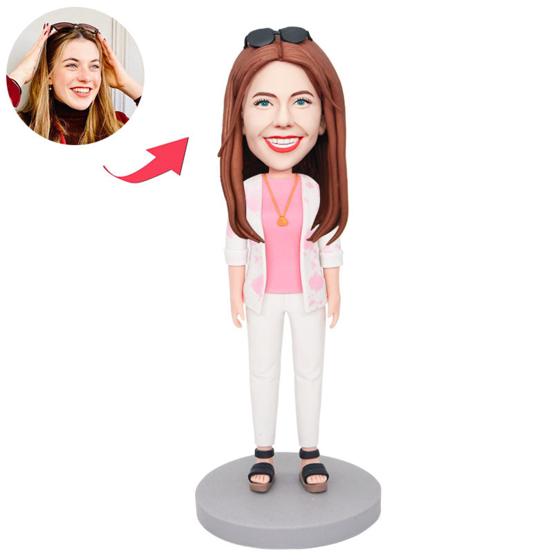 Mother's Day Gifts Custom Female Bobbleheads In Pink Suit