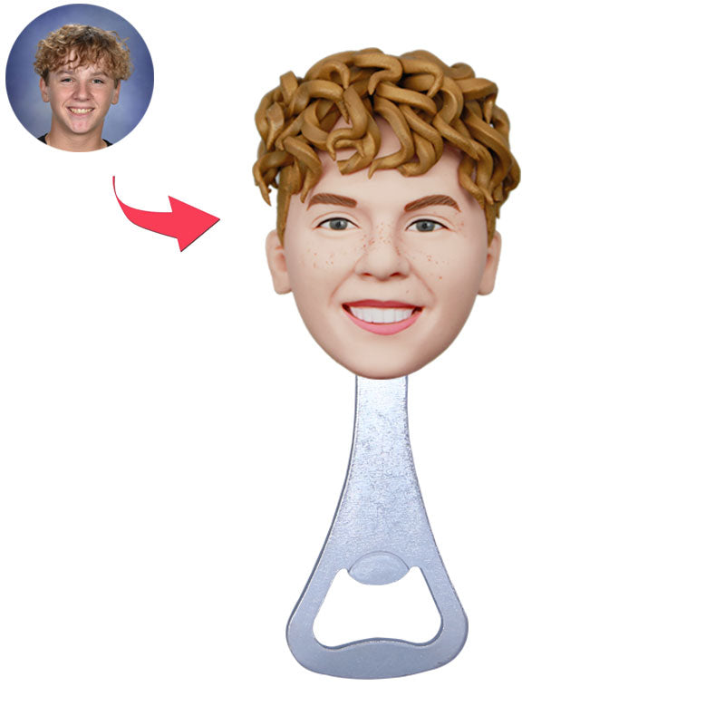 Personalized Custom Male Face Bobblehead Funny Bottle Opener