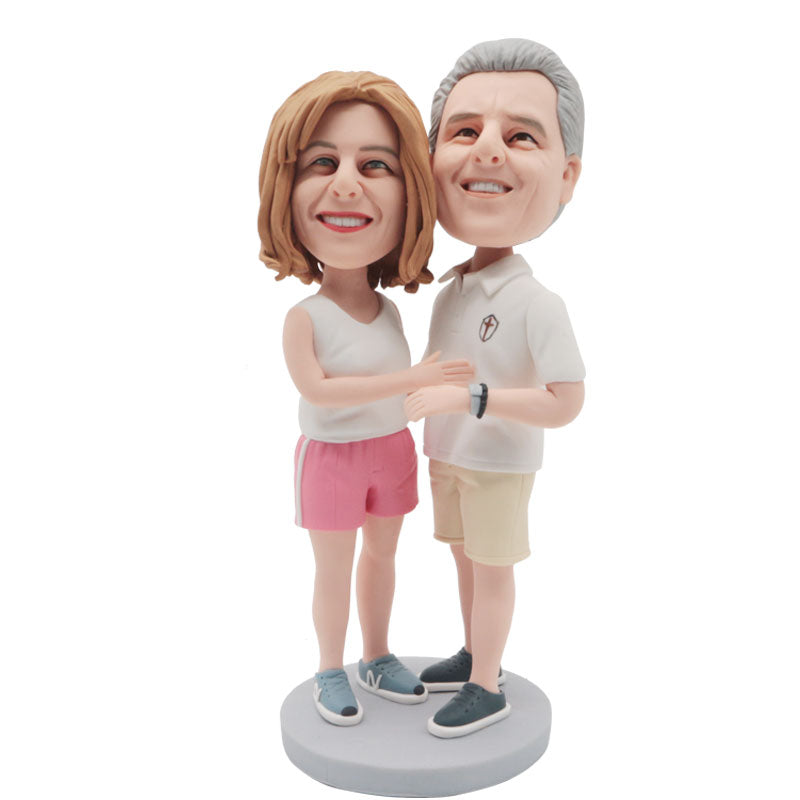 Valentine Gifts - Couple In Summer Sportswear Custom Couple Bobblehead