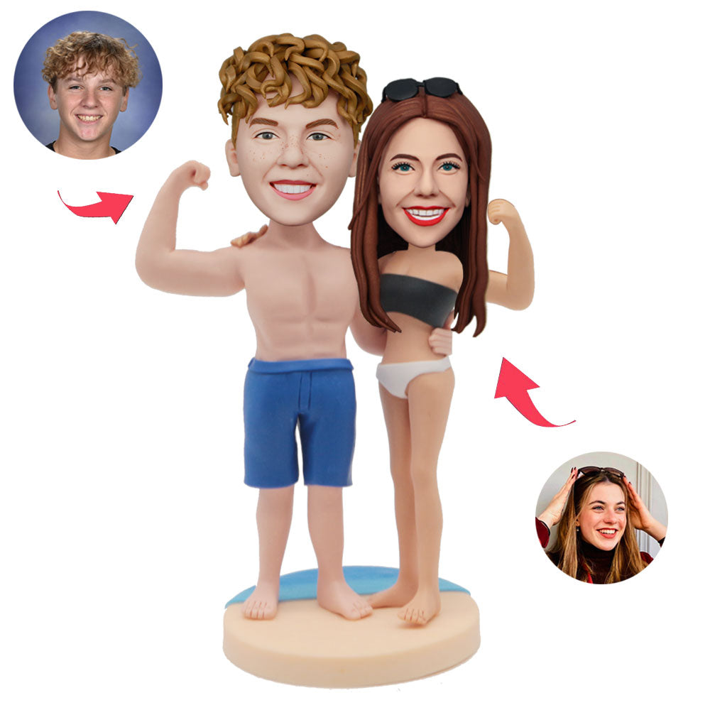 Custom Beach Fitness Couple Bobbleheads