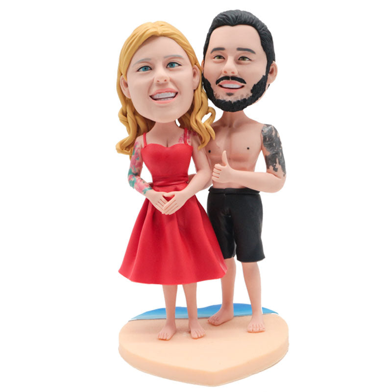 Valentine Gifts -Sexy Marine Beach Tattoos Couple Bobblehead