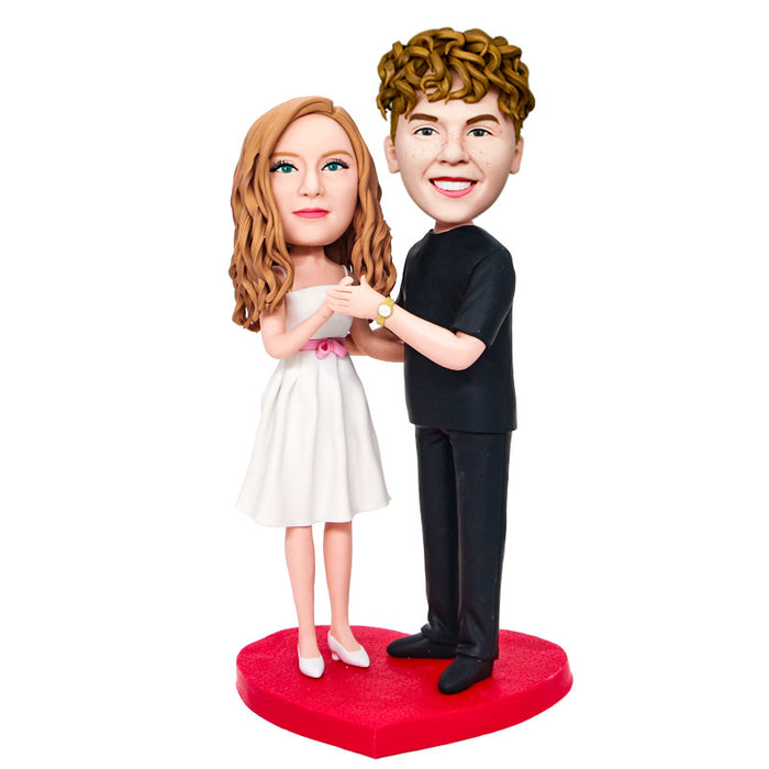Valentine's Day Gifts-Custom Engaged Couple Bobbleheads