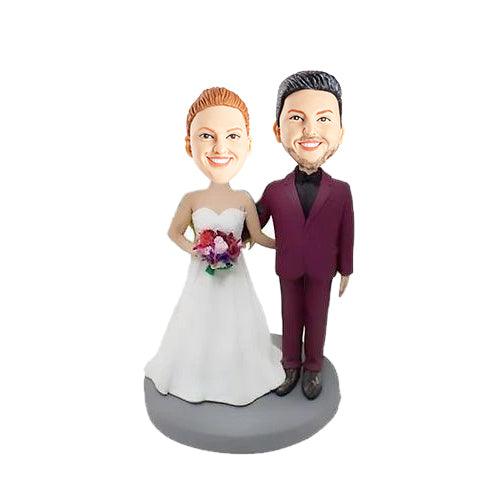 Arm to Waist Bride and Groom Wedding Anniversary Custom Figure Bobblehead - Figure Bobblehead