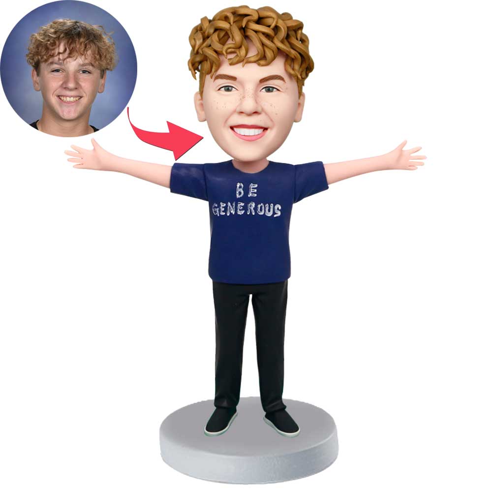 Be Generous Male with Outstretched Arms Custom Figure Bobbleheads