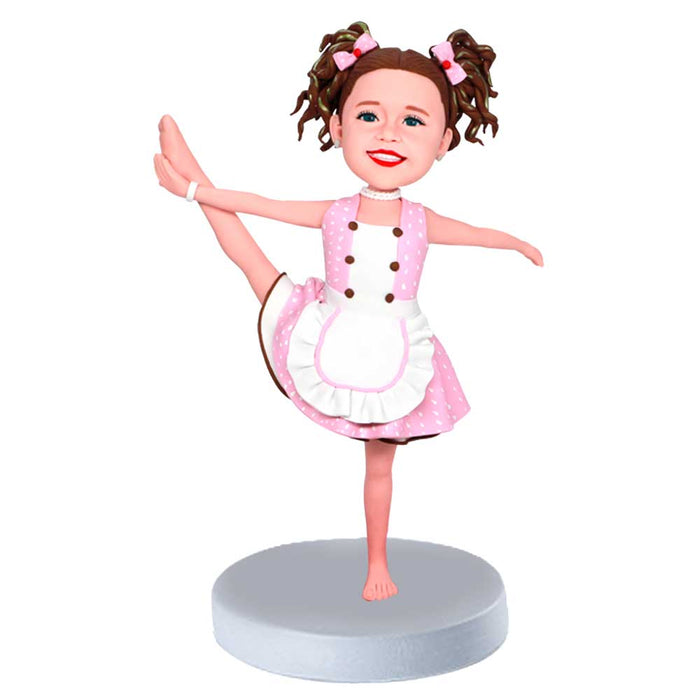 Beautiful Ballet Girl In Pink Skirt Custom Figure Bobbleheads
