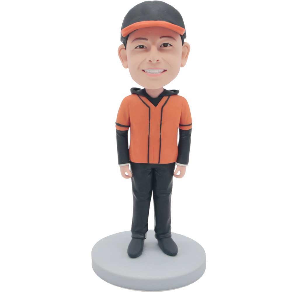 Boy In Orange Sweatshirt Custom Figure Bobbleheads