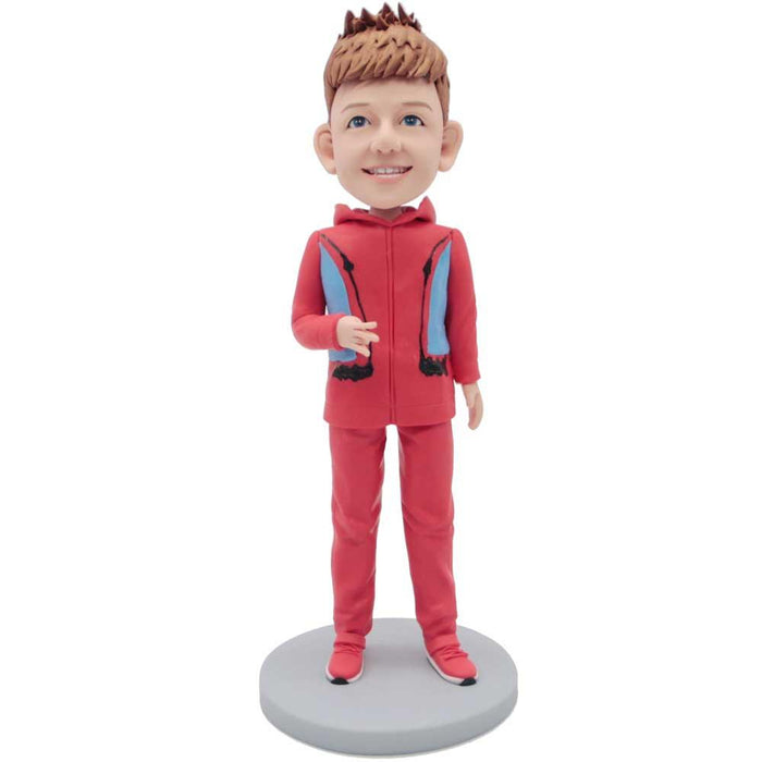 Boy In Red Sports Suit Custom Figure Bobbleheads