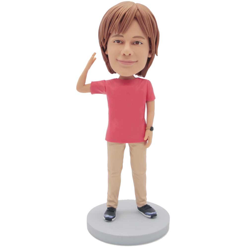 Boy In Red T-shirt Custom Figure Bobbleheads