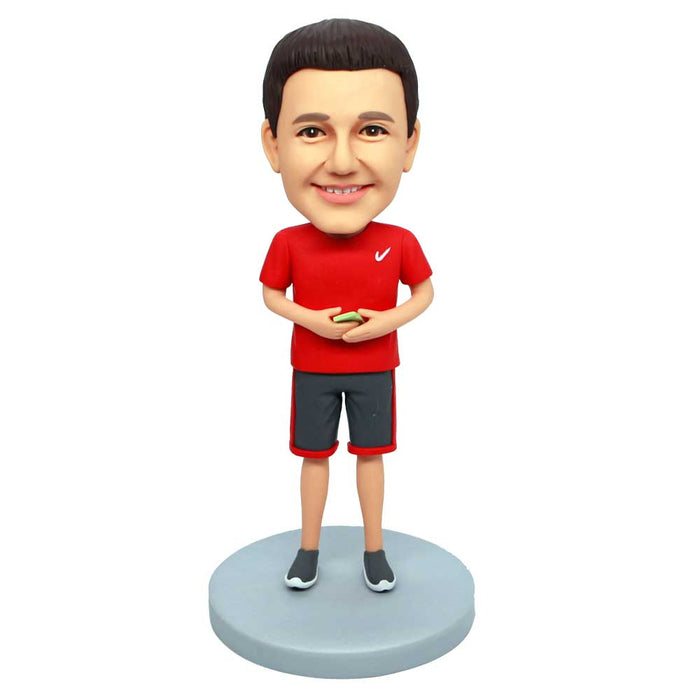 Handsome Boy In Red T-shirt Custom Figure Bobbleheads