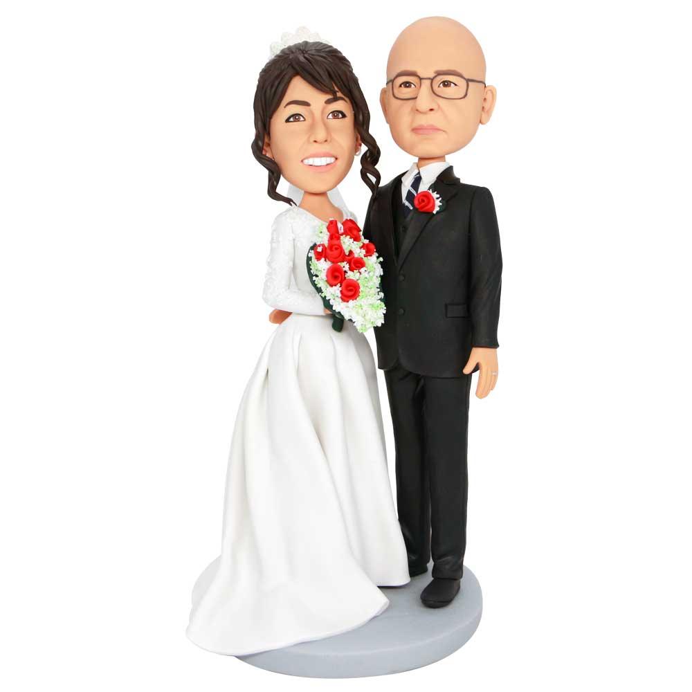 Bride Holding Beautiful Bouquet Custom Wedding Bobbleheads