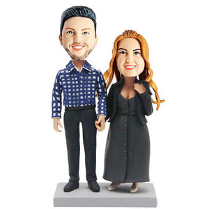 Valentine Gifts - Casual Couple Holding Hands Custom Bobblehead - Figure Bobblehead