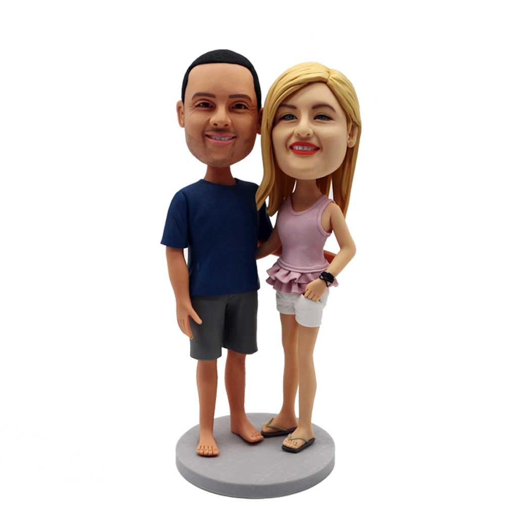 Casual Couple In Casual Clothes Custom Figure Bobblehead