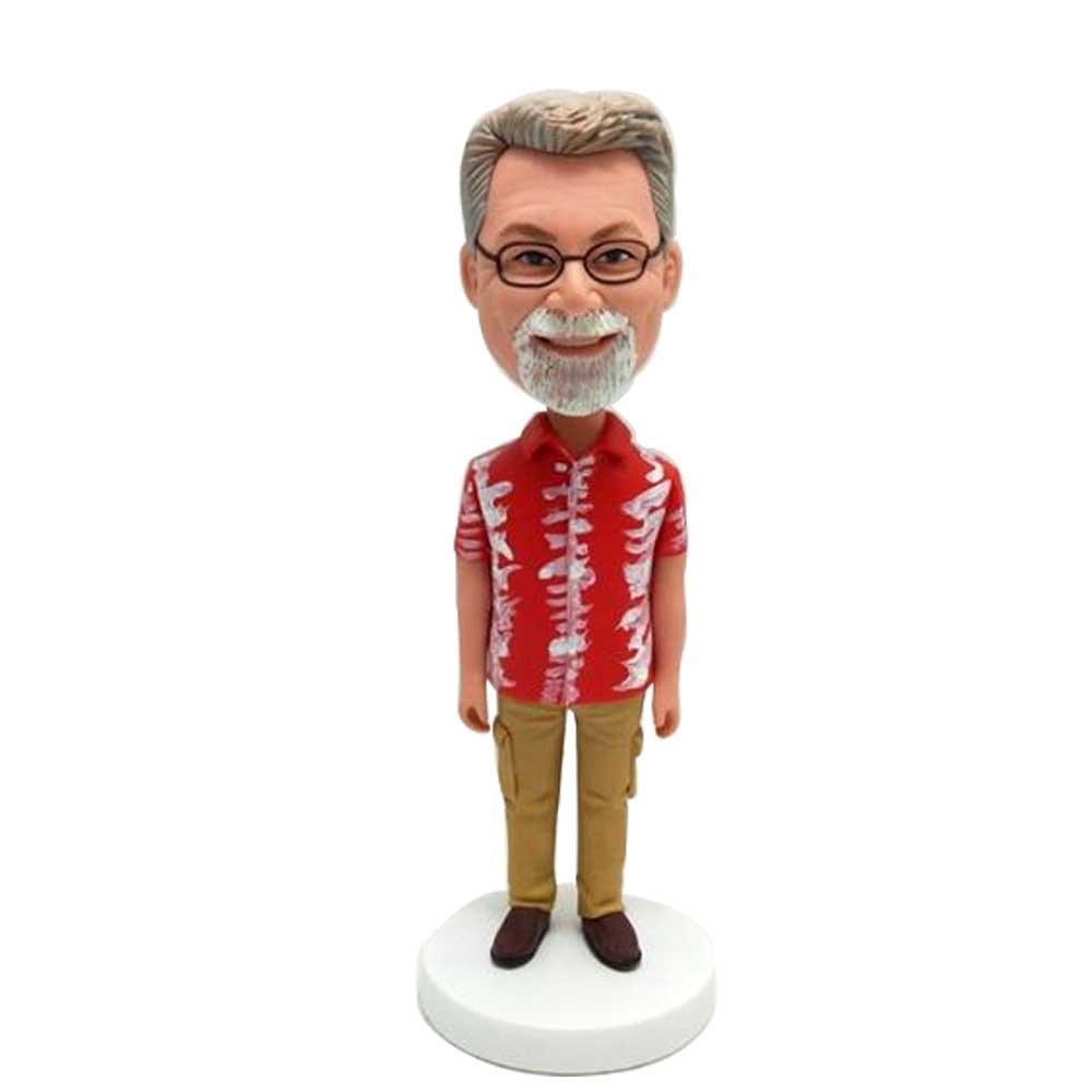 Casual Man In Christmas Shirt Custom Figure Bobblehead