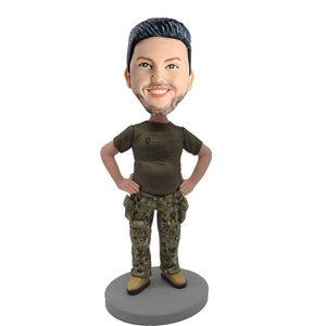 Casual Man with Big Belly And Hands On Hips Custom Figure Bobblehead
