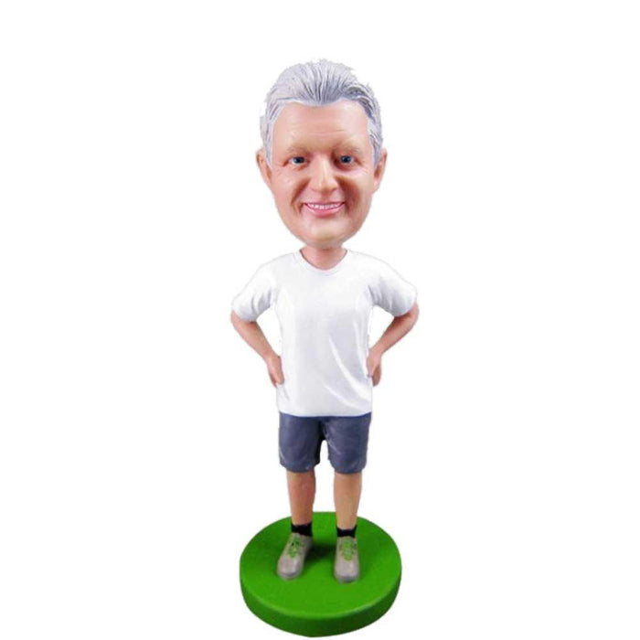 Casual Retirement Man with Hands on Hips Custom Figure Bobblehead