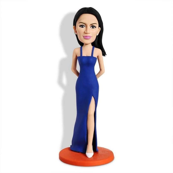 Charming Lady with High Waisted Dress Custom Figure Bobblehead