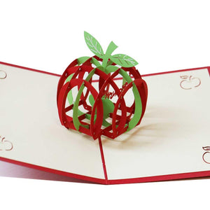 Christmas 3D Pop Up Card-Paper Carved Hollow Apple