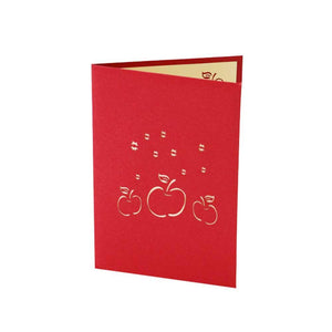 Christmas 3D Pop Up Card-Paper Carved Hollow Apple