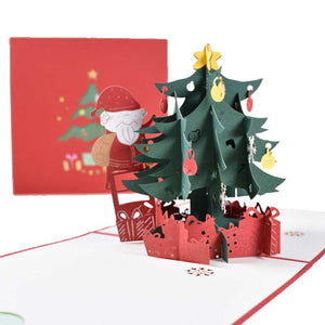 Christmas 3D Pop Up Card-Santa Claus And Christmas Tree Handmade