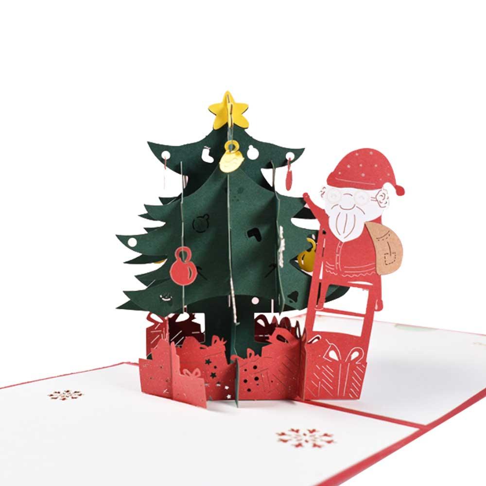 Christmas 3D Pop Up Card-Santa Claus And Christmas Tree Handmade