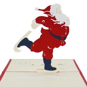 Christmas 3D Pop Up Card-Santa Claus Skiing On The Snow Handmade