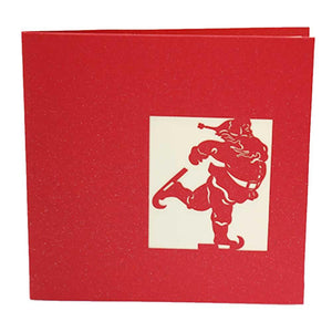 Christmas 3D Pop Up Card-Santa Claus Skiing On The Snow Handmade