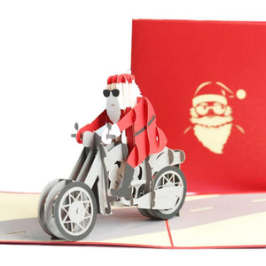 Christmas 3D Pop Up Card-Santa on Motorbike Handmade