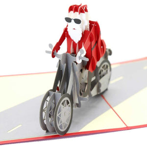 Christmas 3D Pop Up Card-Santa on Motorbike Handmade