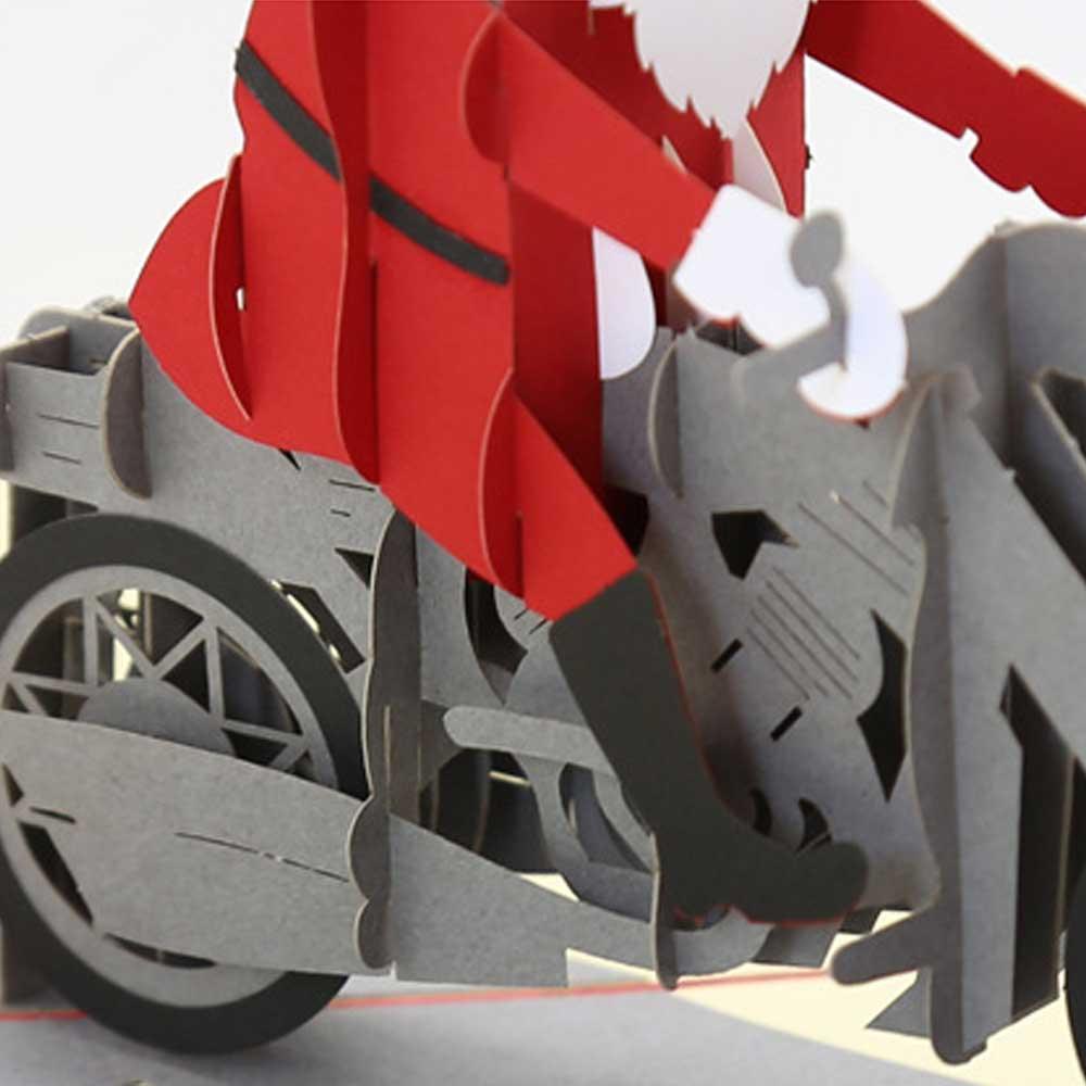 Christmas 3D Pop Up Card-Santa on Motorbike Handmade
